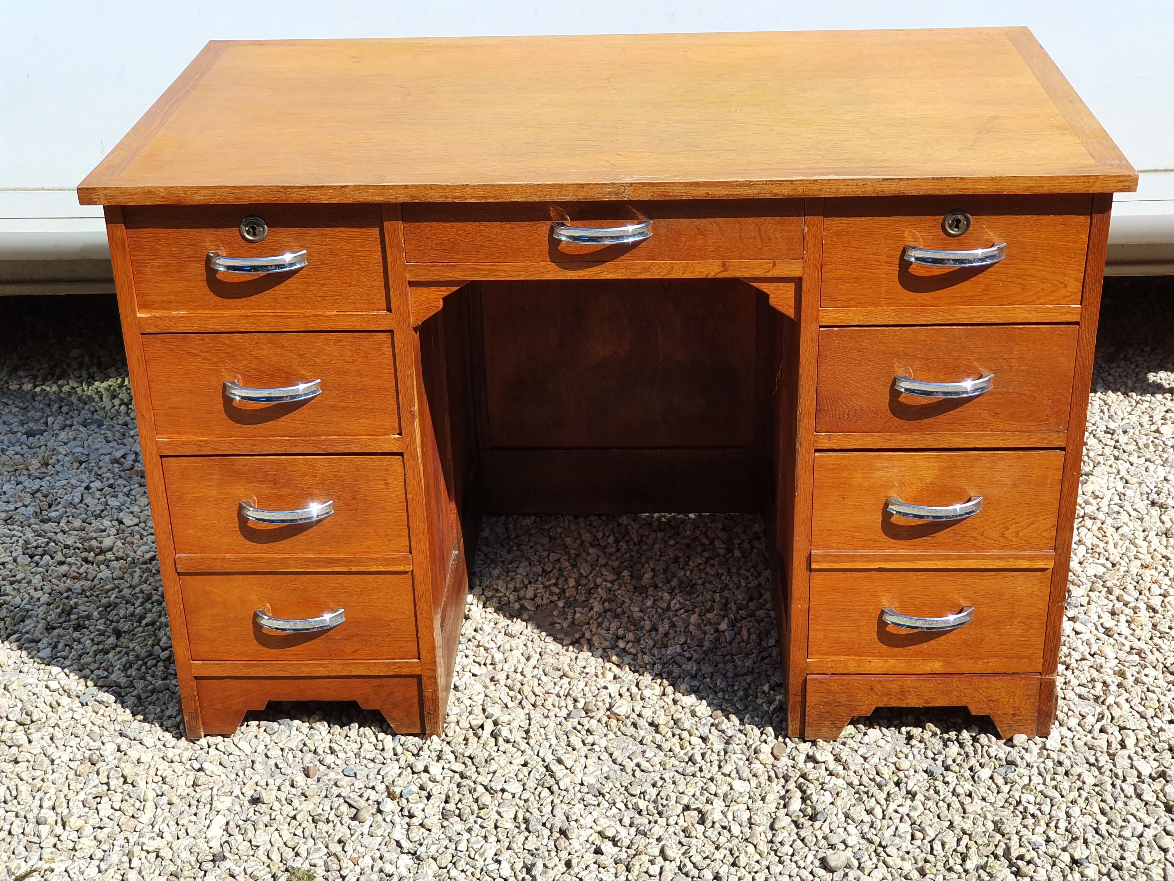 Vintage desk with double oak boxes