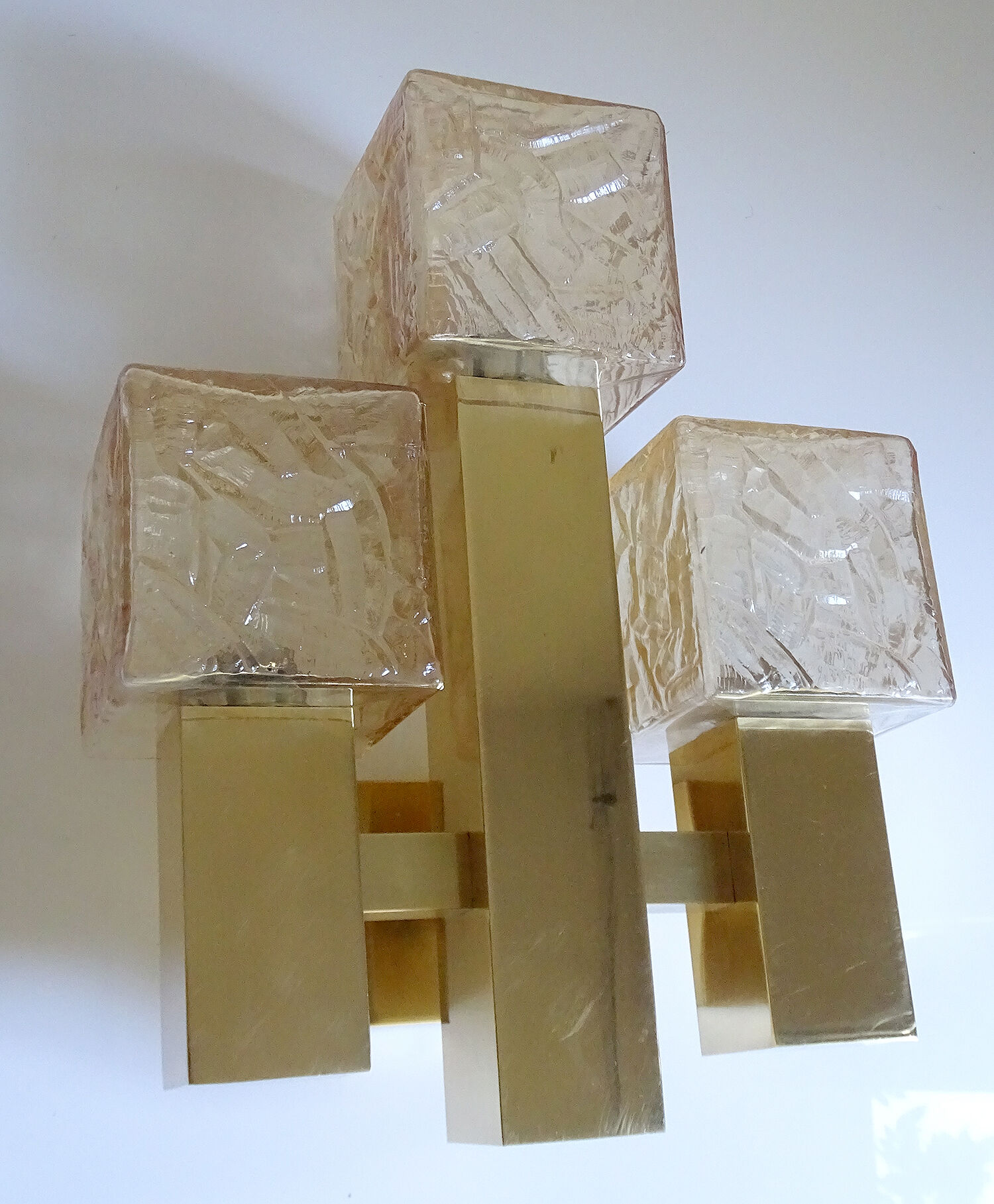 Vintage wall lamp Kalmar Austria, brass glass, 60s