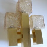 Vintage wall lamp Kalmar Austria, brass glass, 60s