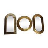 Set of three antique Moroccan brass mirrors, 32 cm