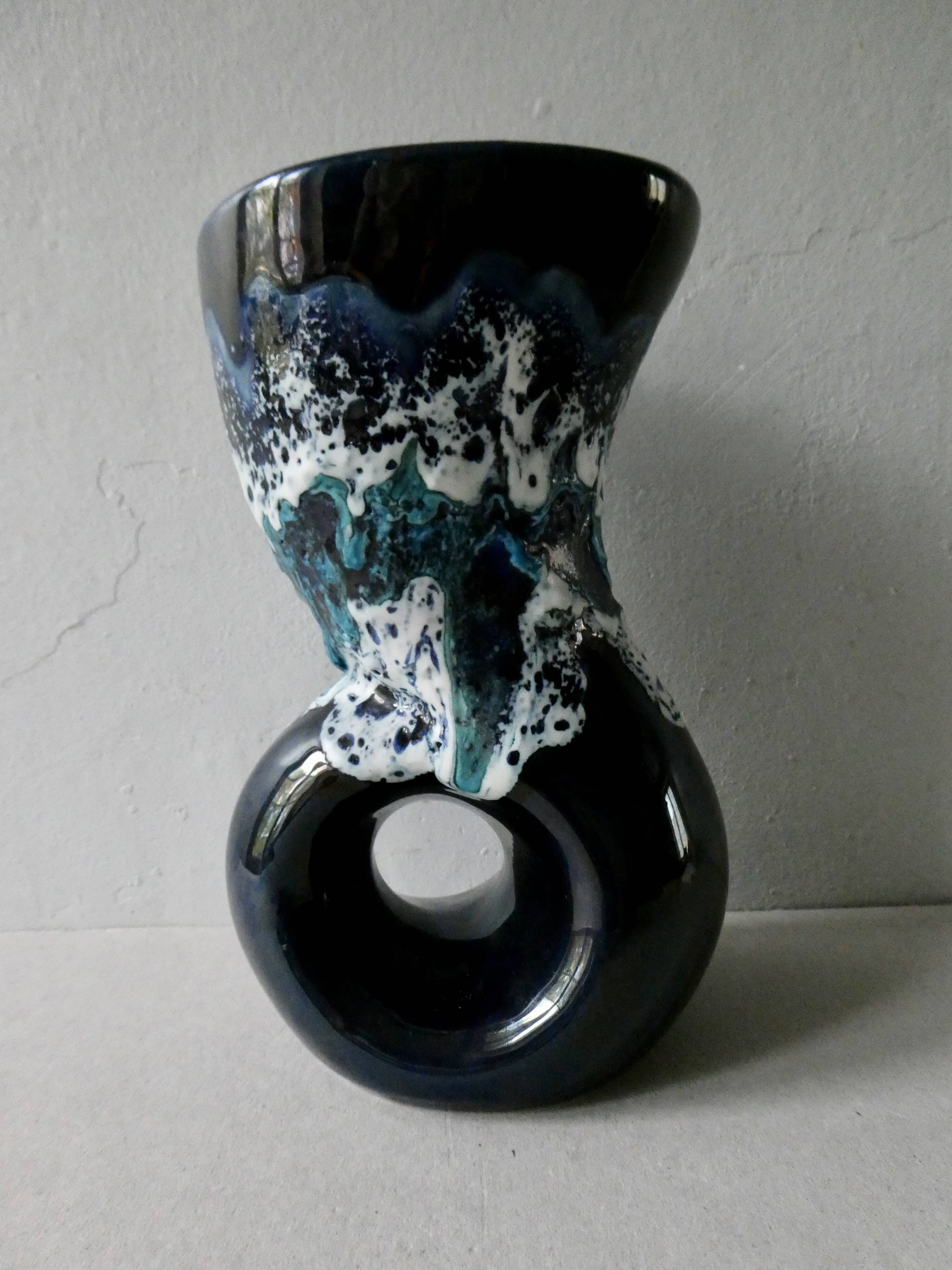 Ceramic vase fat lava, 60s