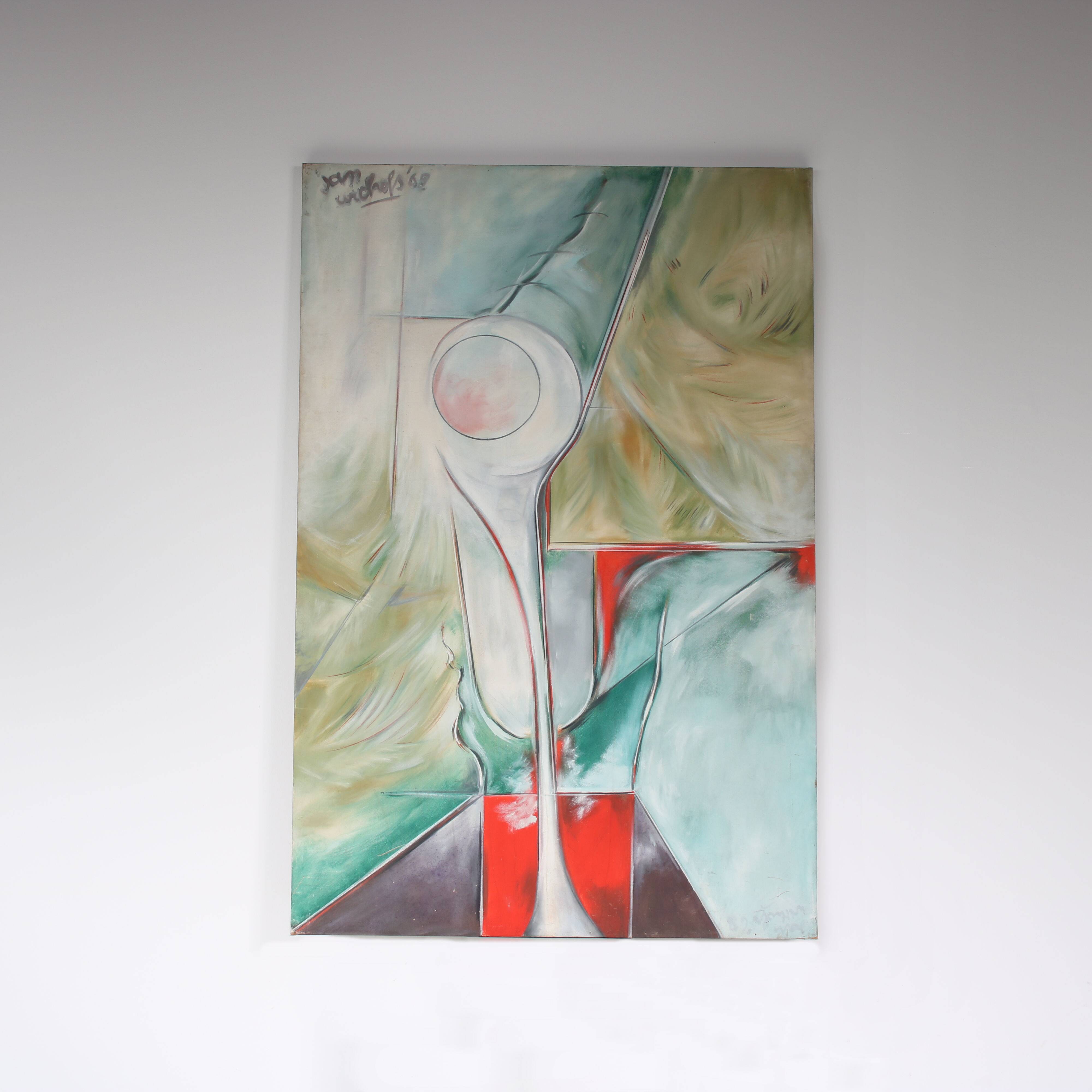 1968 Large painting “Lineaire Versneller” by Jan Withofs, Belgium