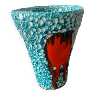 Vallauris vintage seafoam vase