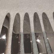 12 silver-plated dessert knives by Platil, rocaille style