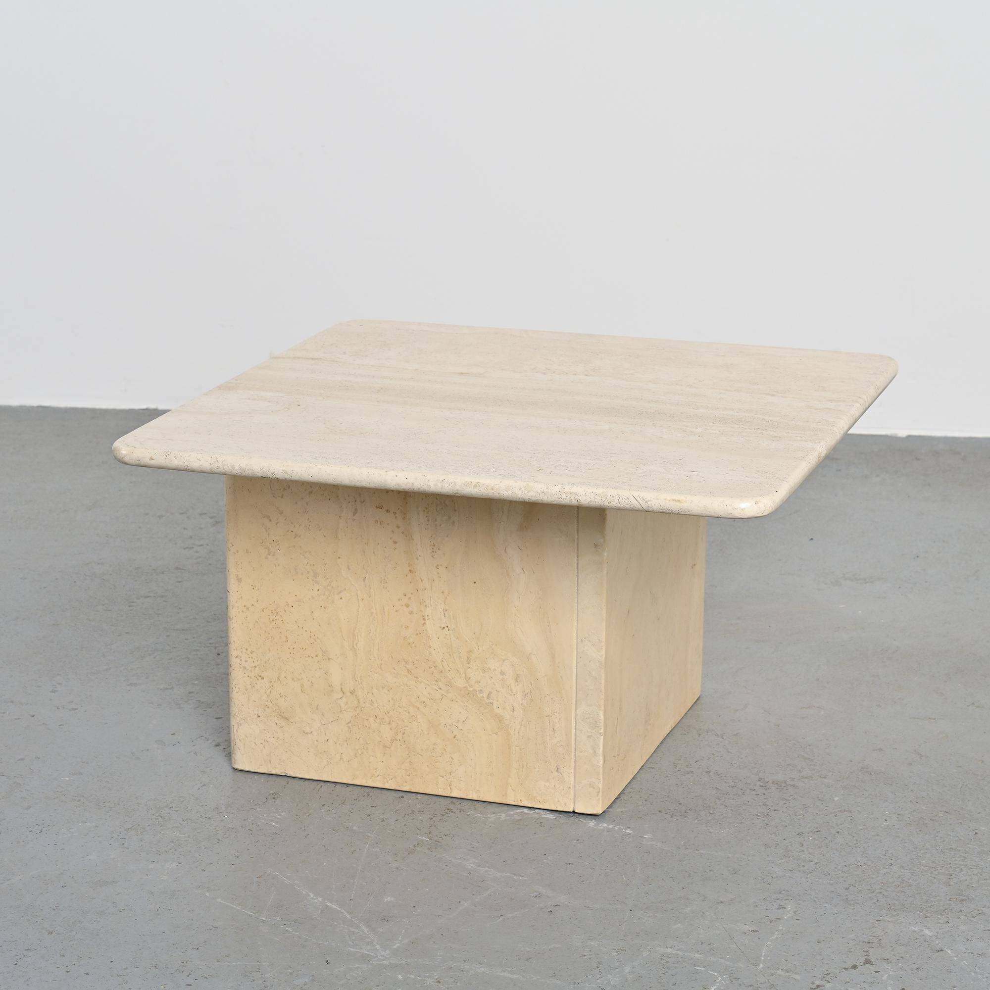 Set of three nesting tables in travertine, Italy circa 1970.
