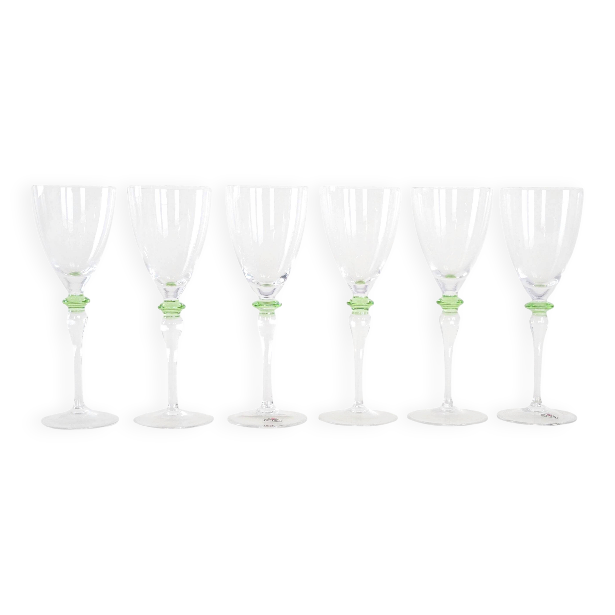Set of six glasses, Italian design, 1970s, made in Italy