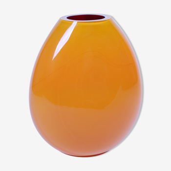 Vase en verre orange fait à la main XL