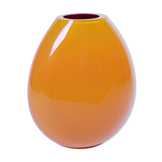 Vase en verre orange fait à la main XL