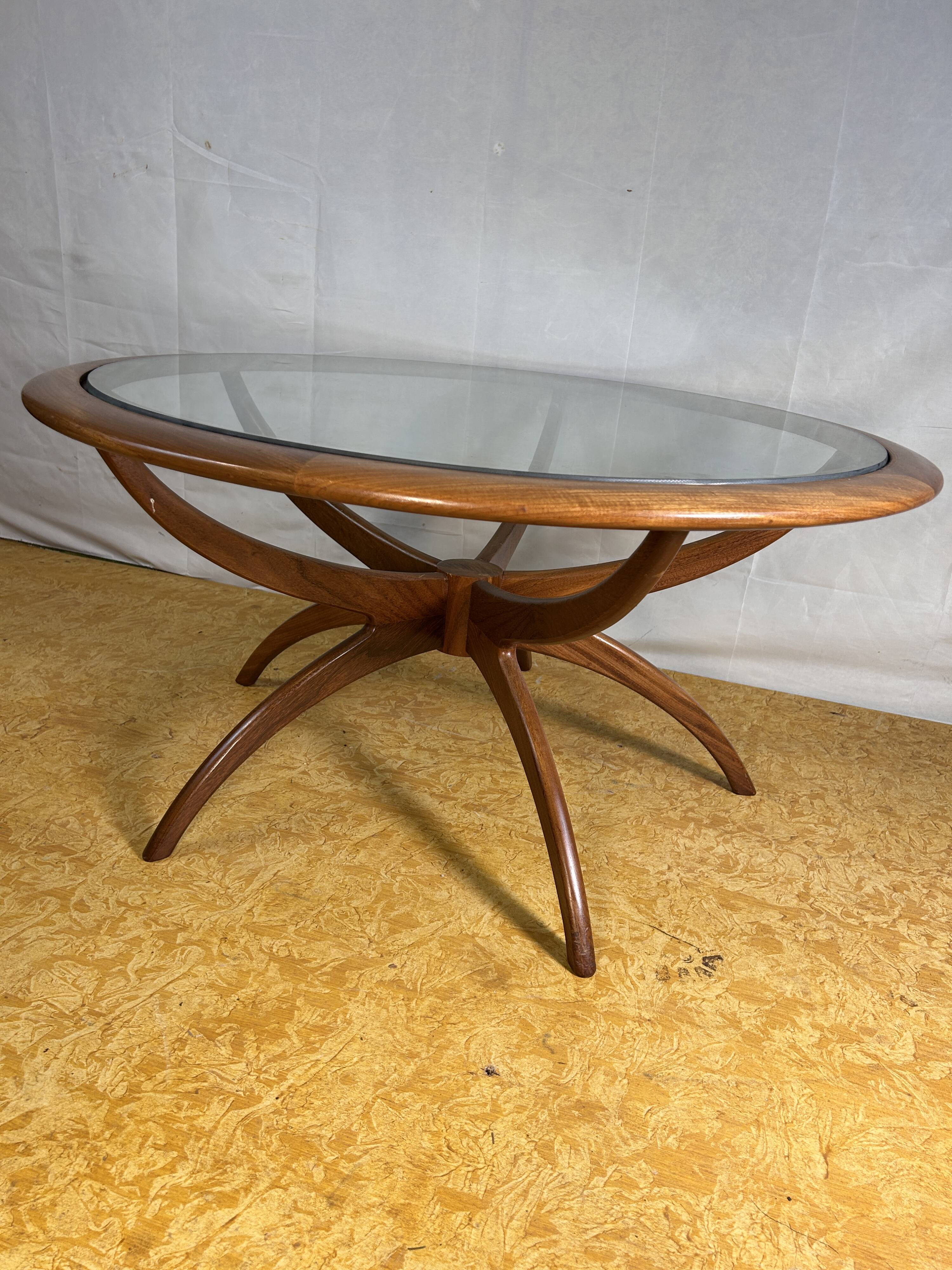 Mid Century retro vintage teak spider astro coffee table 1970  Viktor Wilki