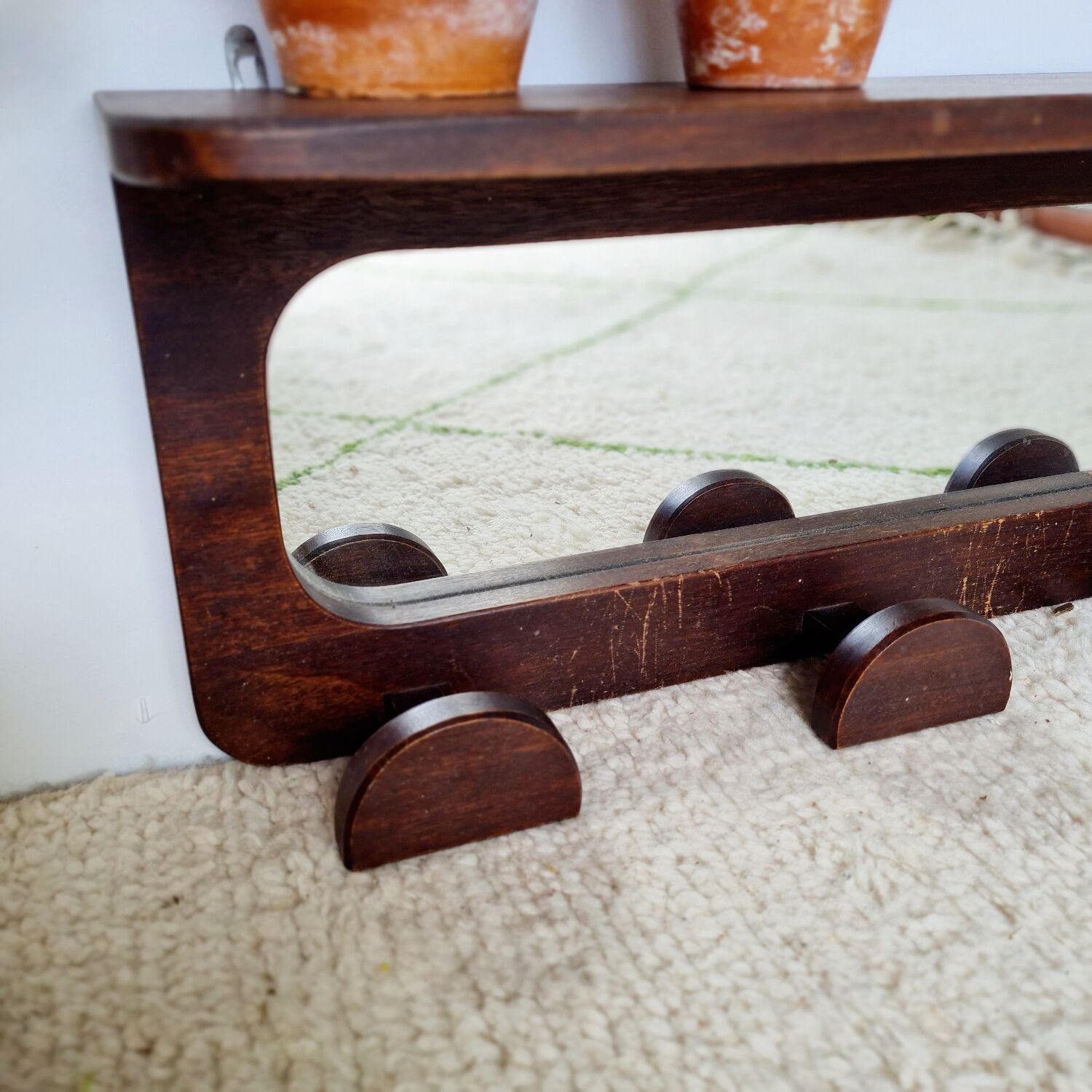 Antique coat rack in mirror wood