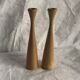 Pair of vintage birch wood candlesticks, Scandinavian design