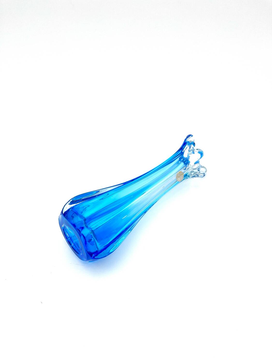 Vase Swing Sculptural – Stretched Glass Azure Blue – Korean Craftsmanship 1970