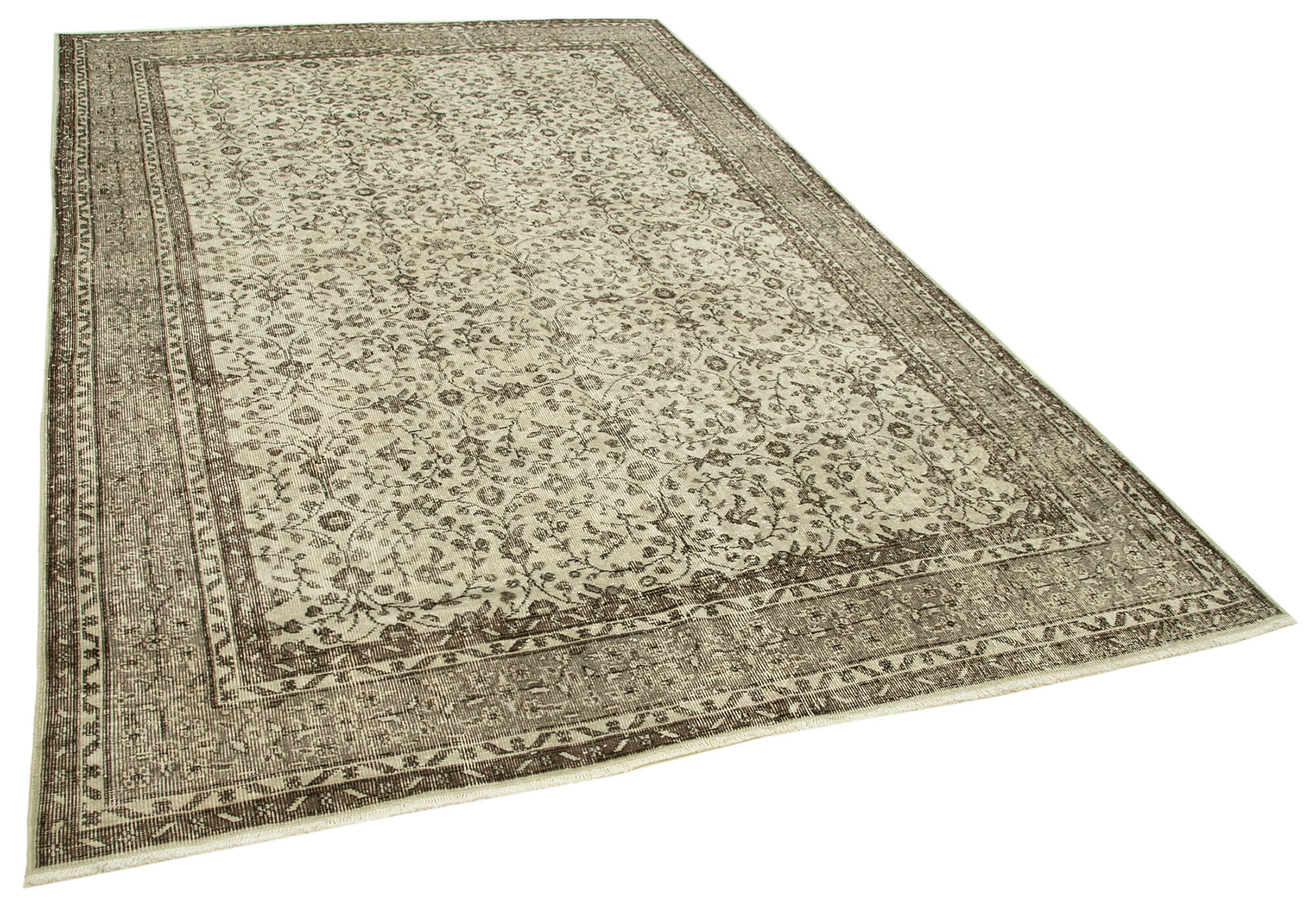 Handmade antique oriental beige carpet 207 cm x 310 cm