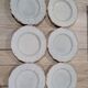 6 assiettes à dessert en céramique frangée blanche et rose