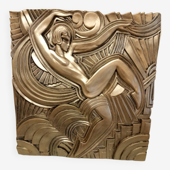 Large Art Deco bas-relief dancer "Folies bergère" after Maurice Picaud