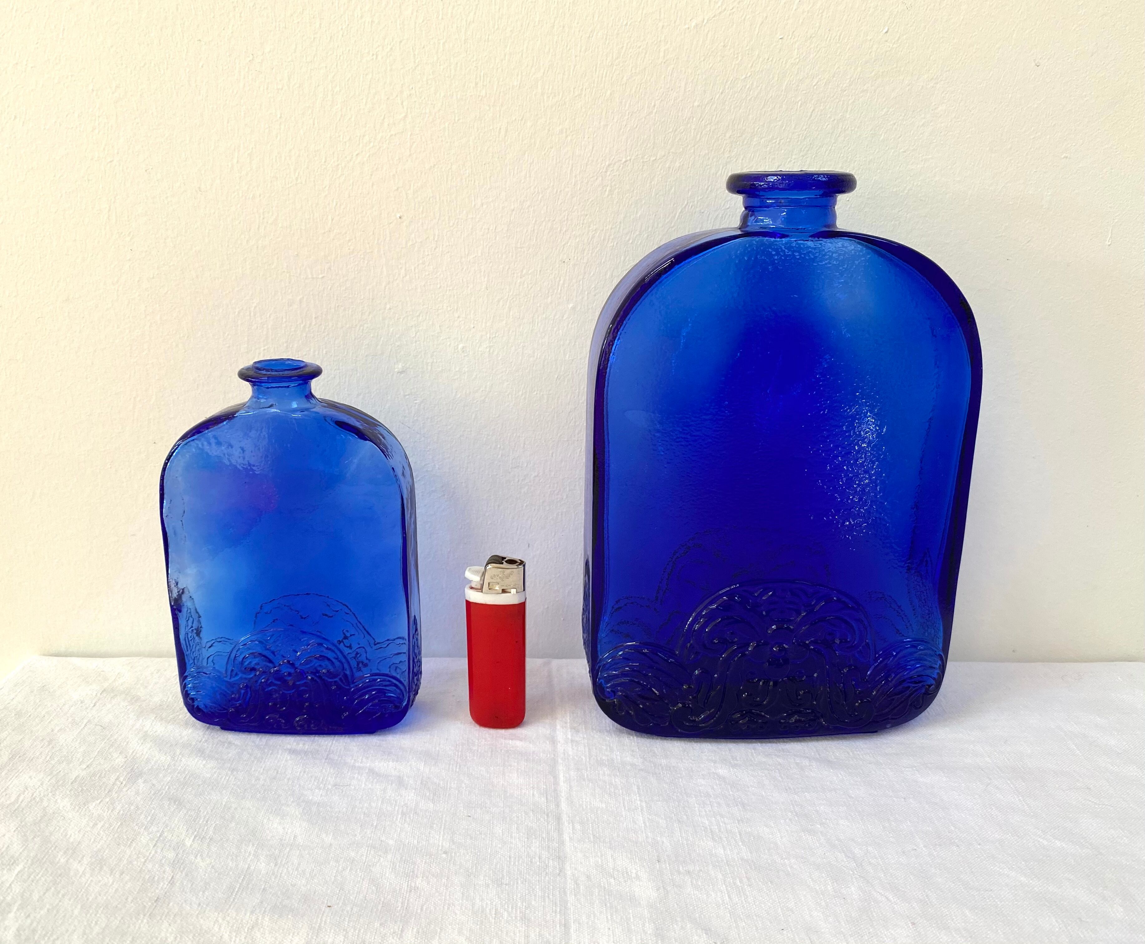 Large model cobalt blue glass bottle