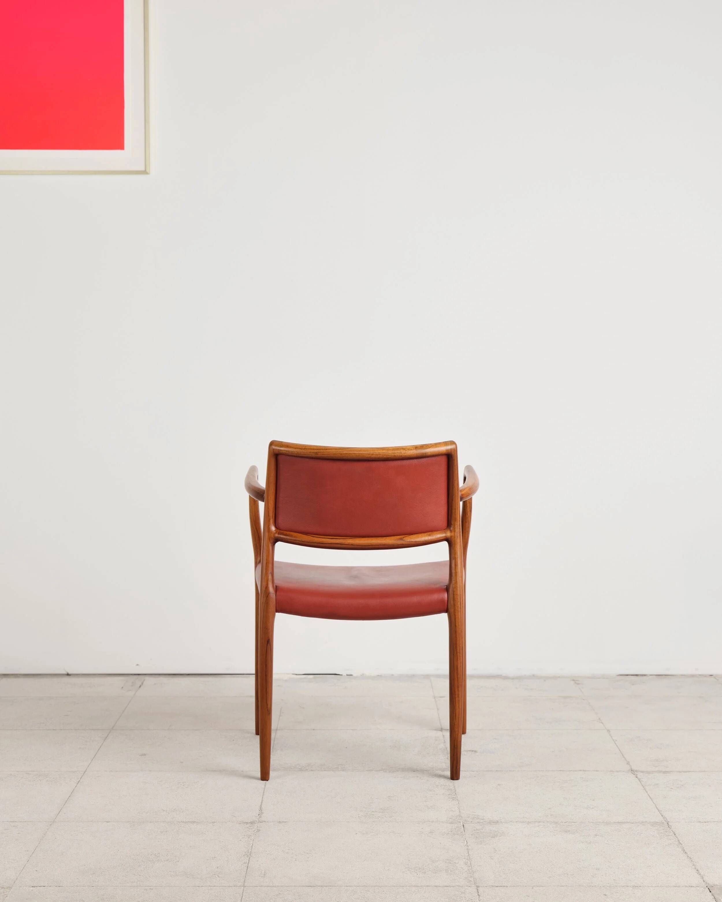Armchair model 65 in oak and leather by Niels O. Møller, Denmark, 1960s.