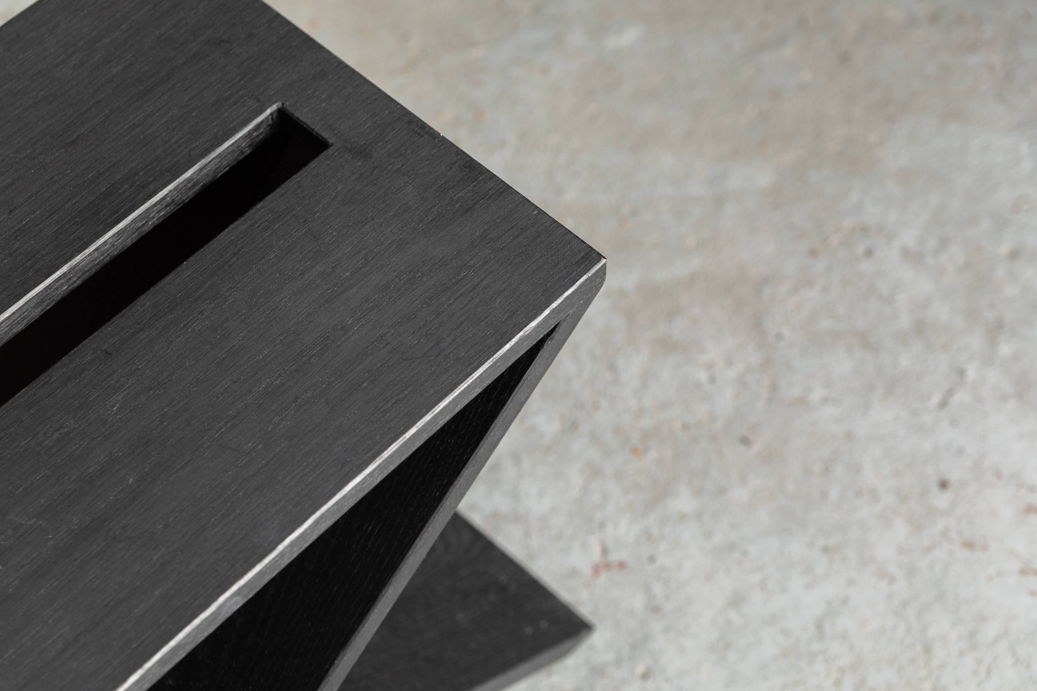 Black oak side table 'LC01' by Lena Coupez, Belgium, 2024