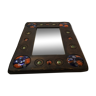 Wooden mirror with copper enamel decoration by Capo Esmaltes (Circa 1960)