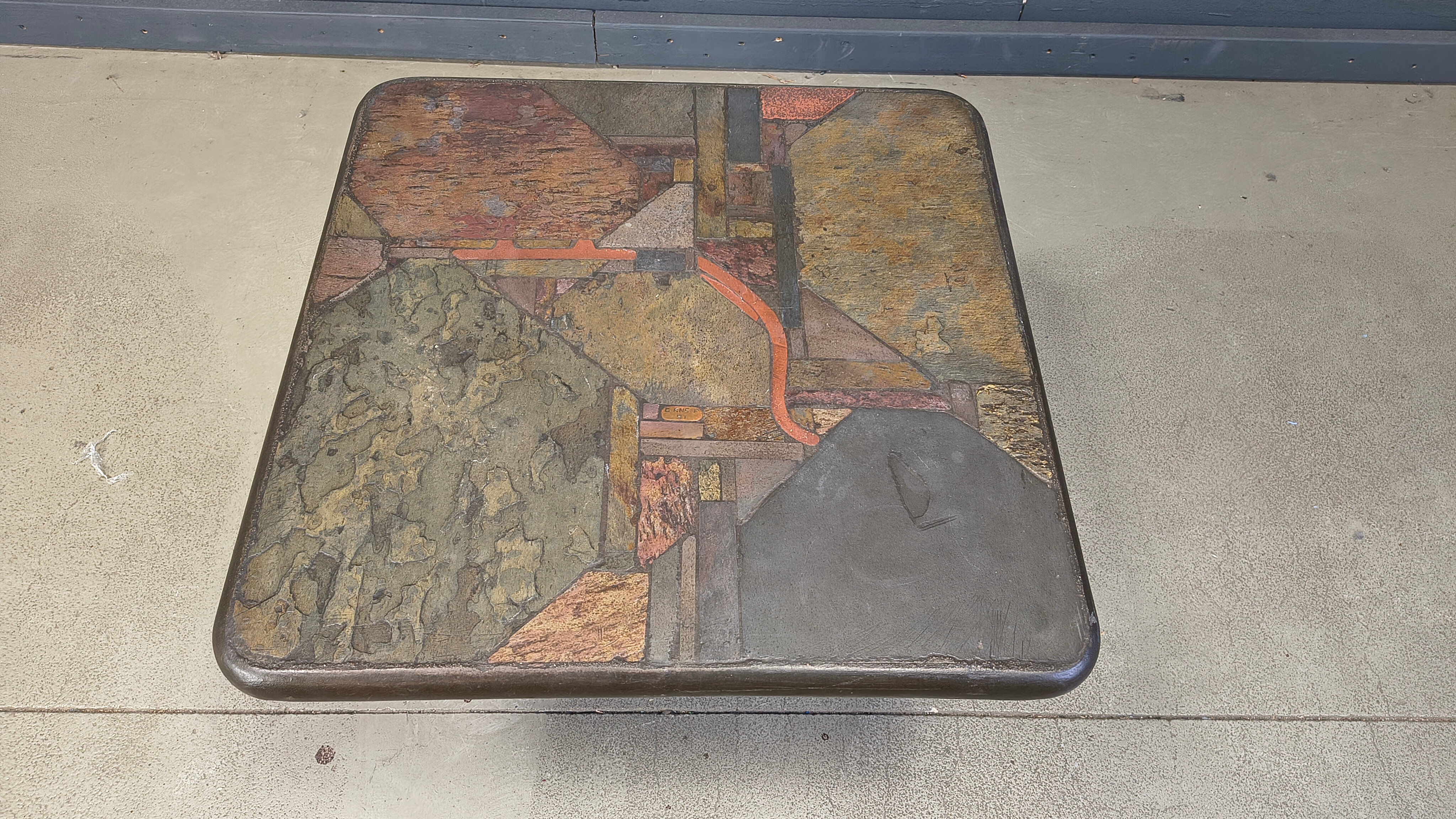 Brutalist side table by C. Kneip, 1991