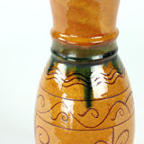 Brown ceramic vase, folk art, Czechoslovakia 1950s
