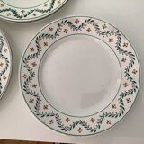 Lunéville set of 6 plates of antique white porcelain tableware with floral decoration