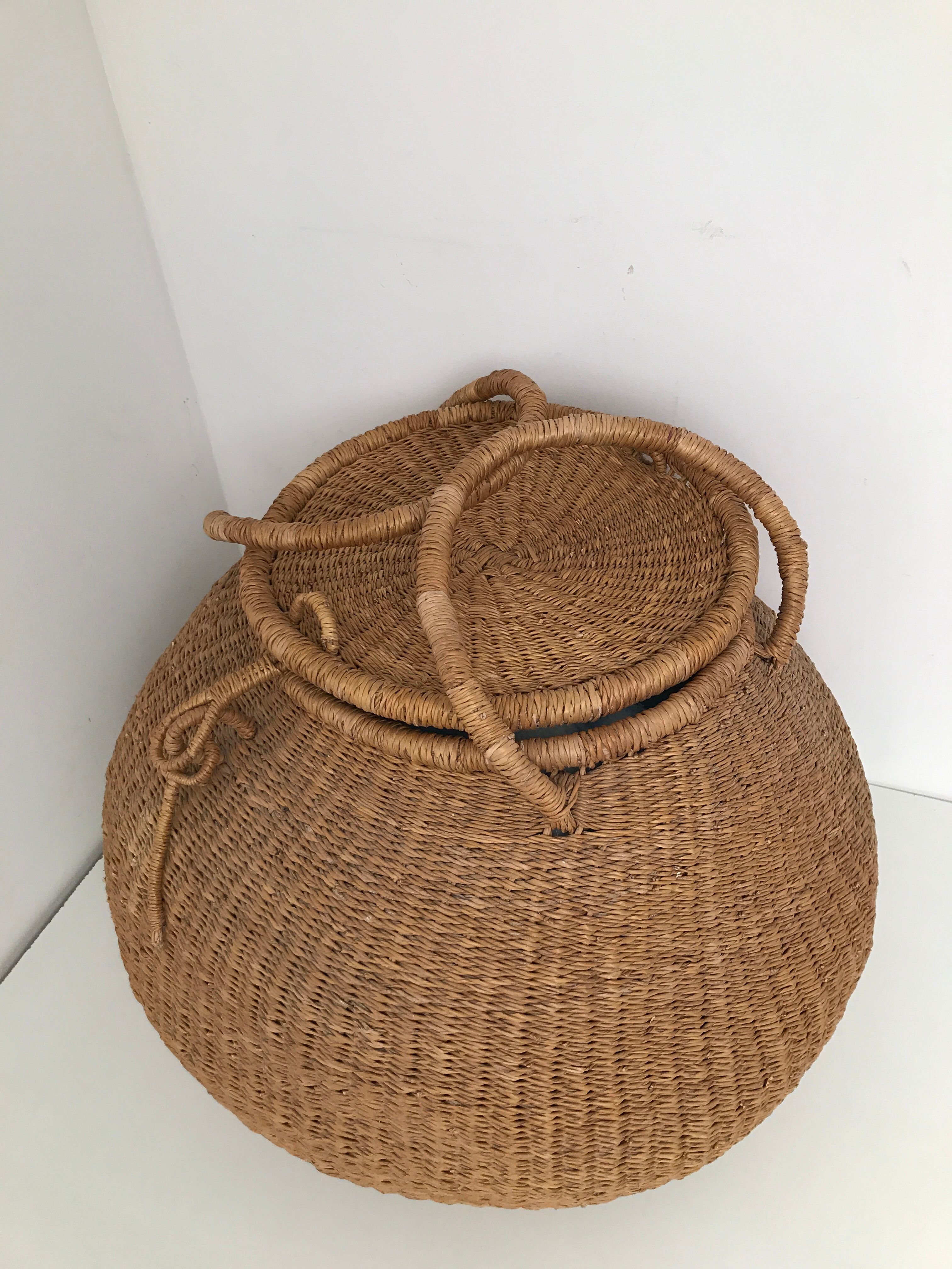 Vintage old wicker basket basket