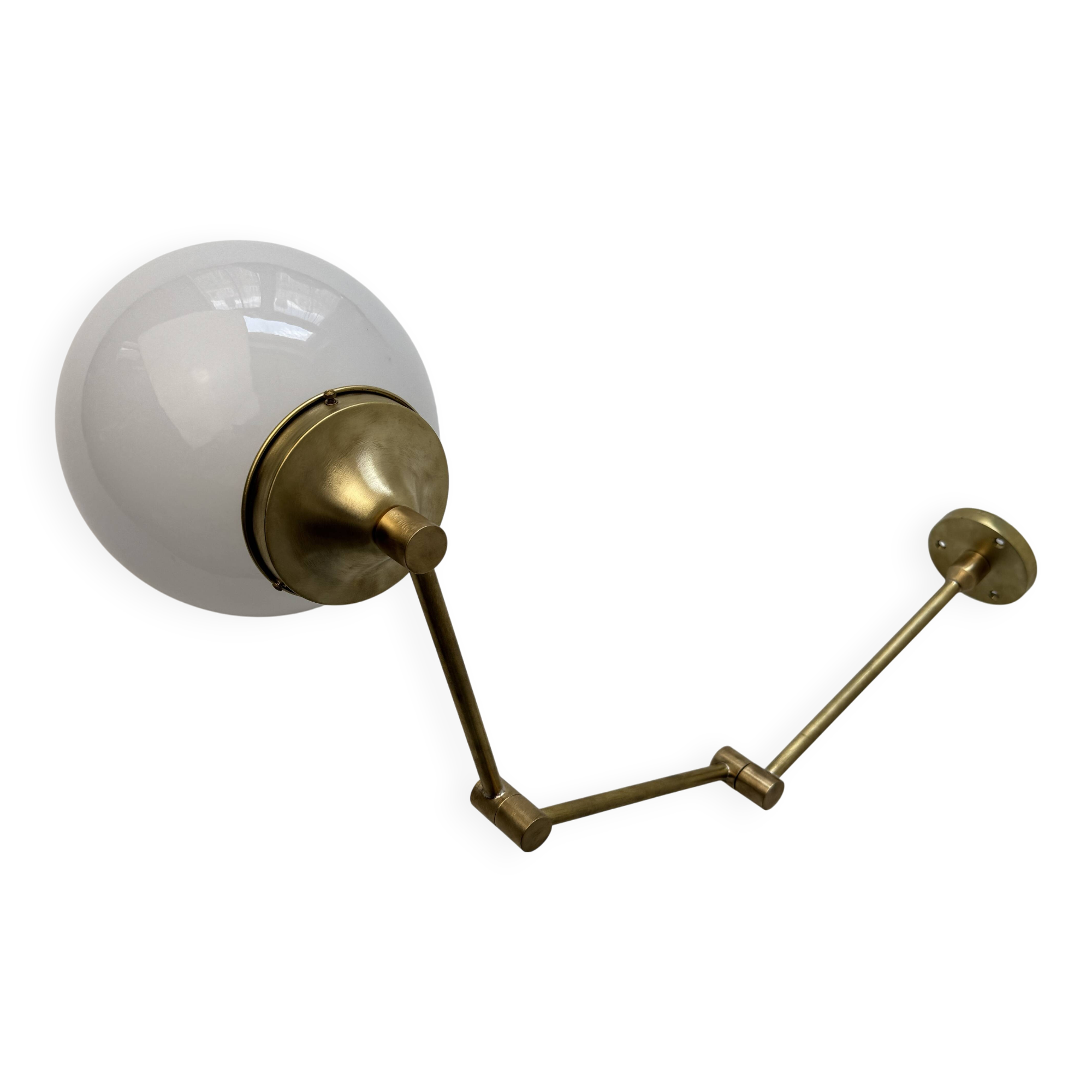 Antique brass and opaline gallows lamp