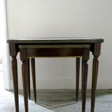 Nesting tables in dark wood and white marble