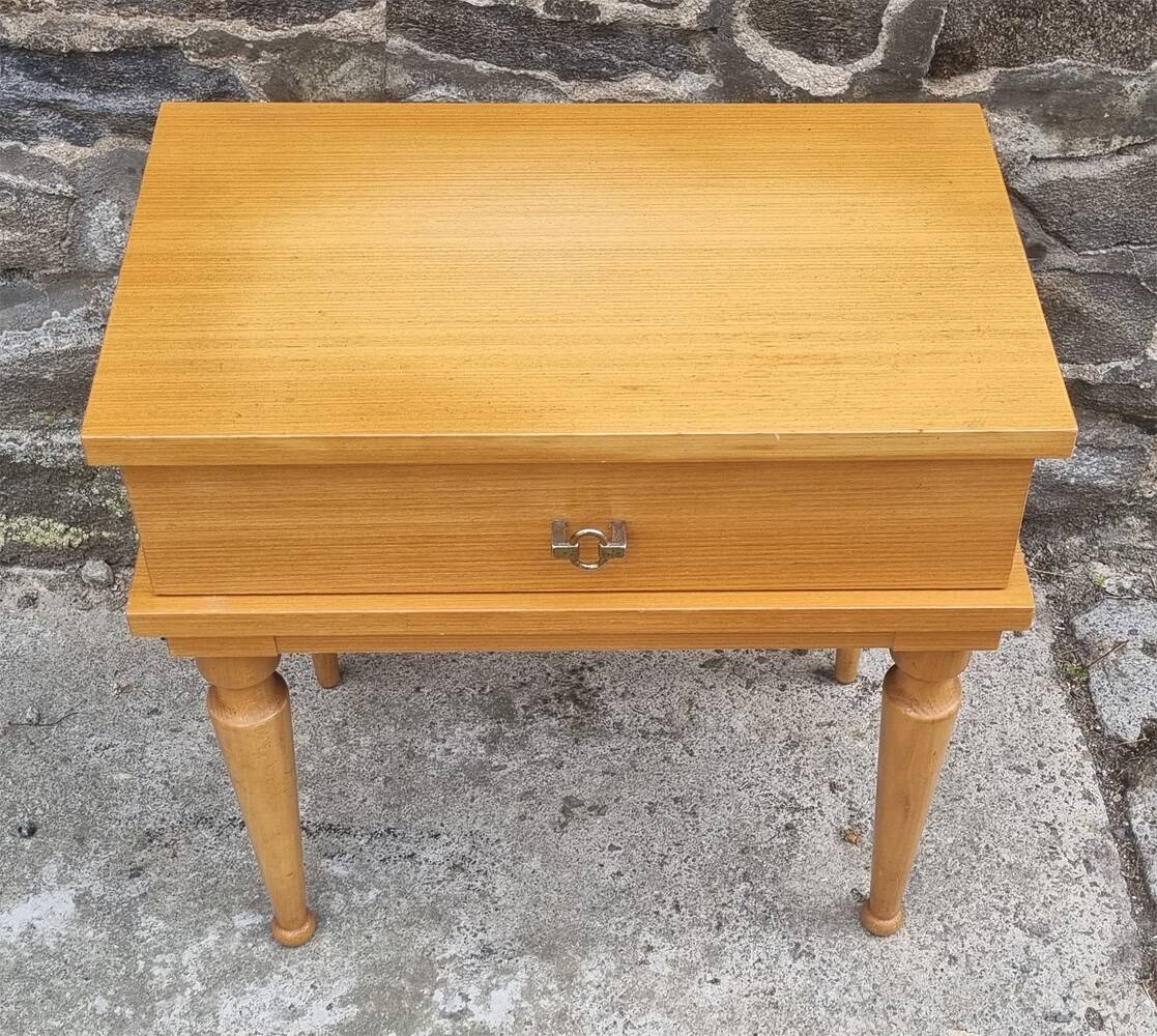 Blond wood bedside table, vintage, 1960s
