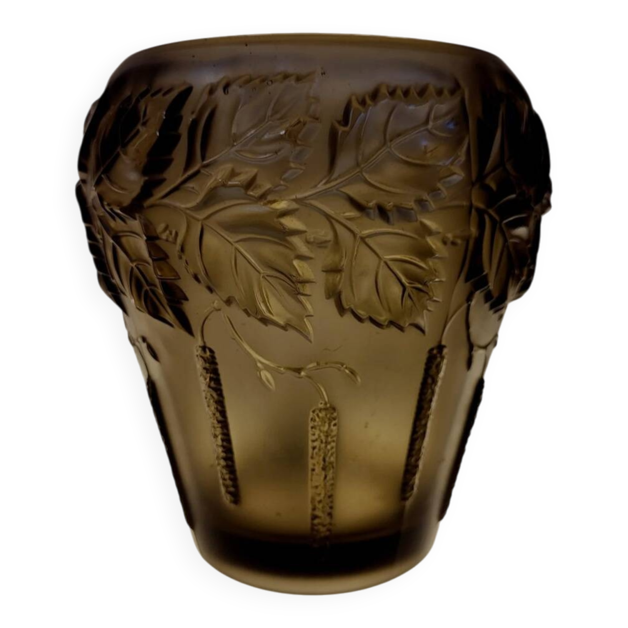 Vase art déco, fumée persglas avec décor, Barolac Josef Inwald, période 1930
