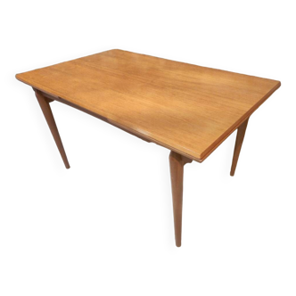 Table à manger rectangulaire vintage scandinave en teck avec deux rallonges intégrées, 1960