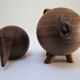 pig and fish wood teak vintage Scandinavian toy 60s