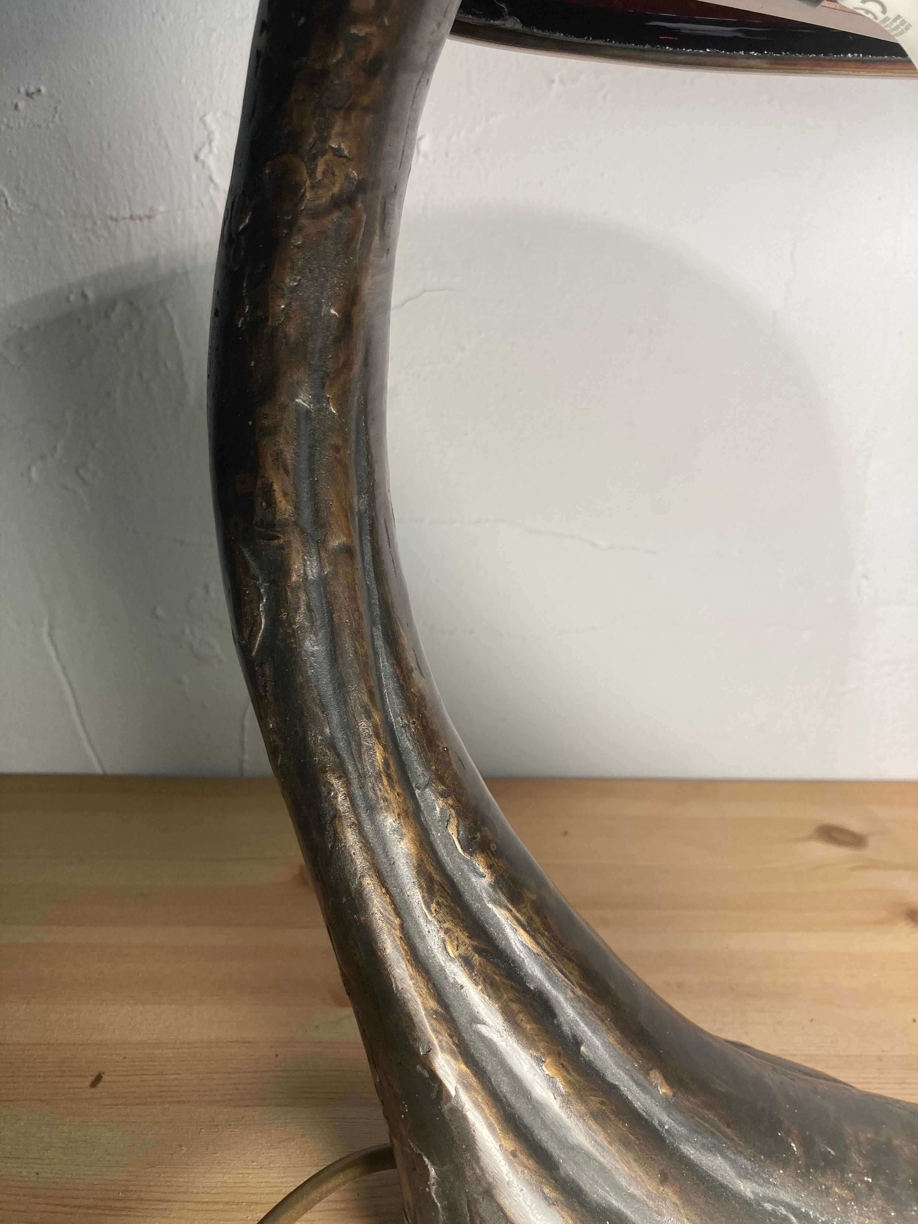 Art Deco organic mushroom bronze Murano bubble glass desk lamp