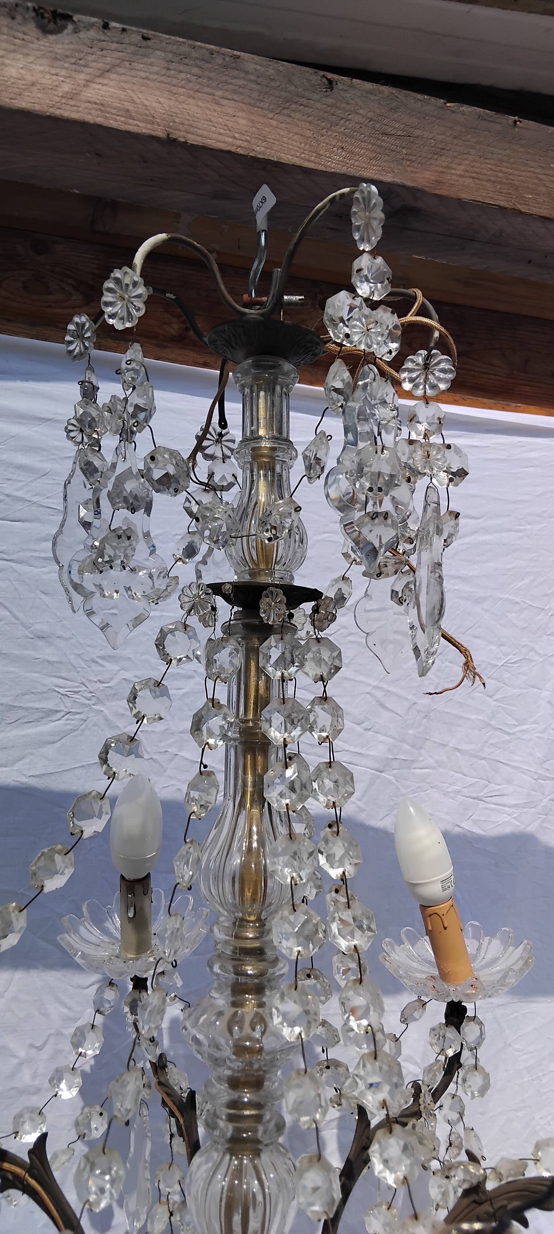 4 vintage crystal chandelier pendants