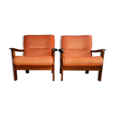 Set of 2 Danish velvet armchairs late 1960s