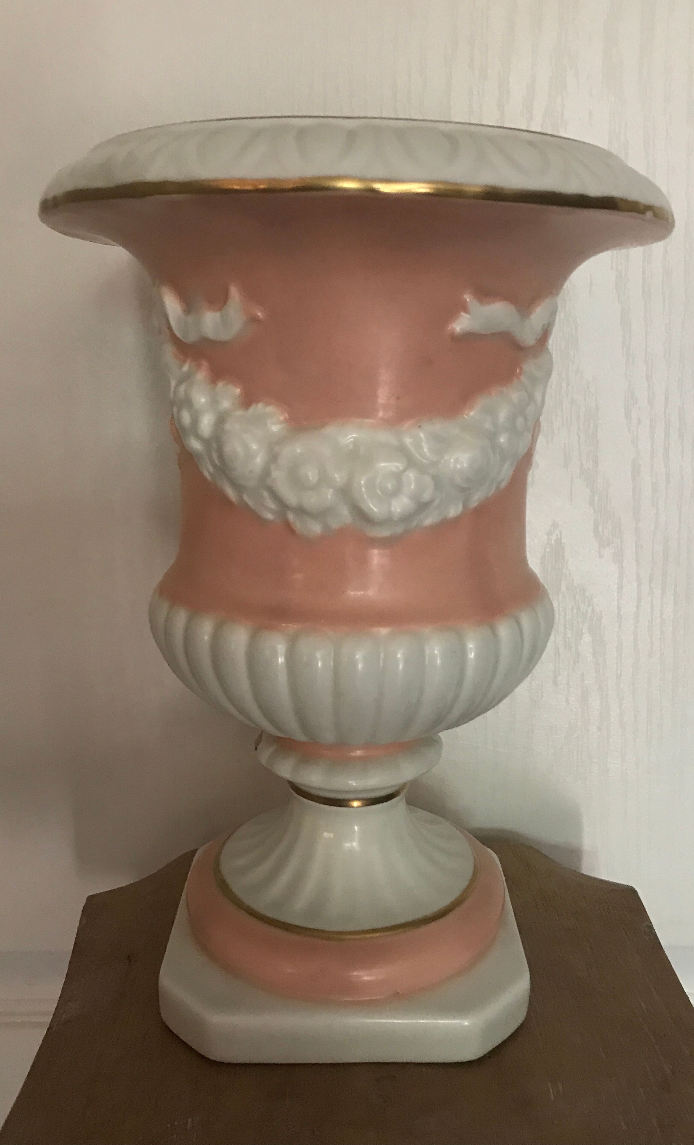 Medici VASE in enamelled earthenware with floral frieze decoration, signed and numbered