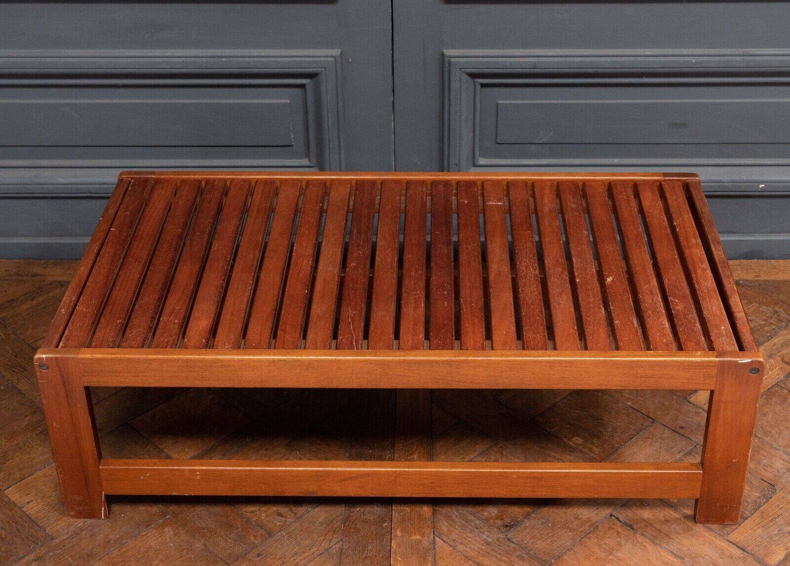 Wooden slatted coffee table 1980 removable top