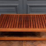 Wooden slatted coffee table 1980 removable top