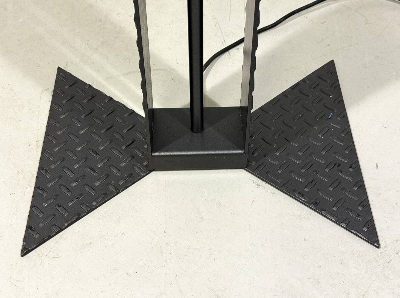 Italian steel tear plate and glass floor lamp 1980’s.