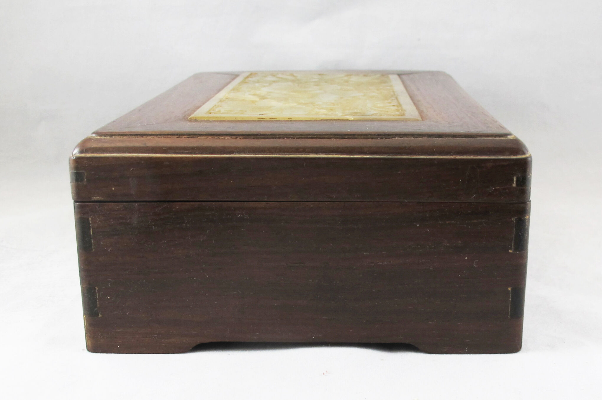 Chinese wooden box decorated with jade plates