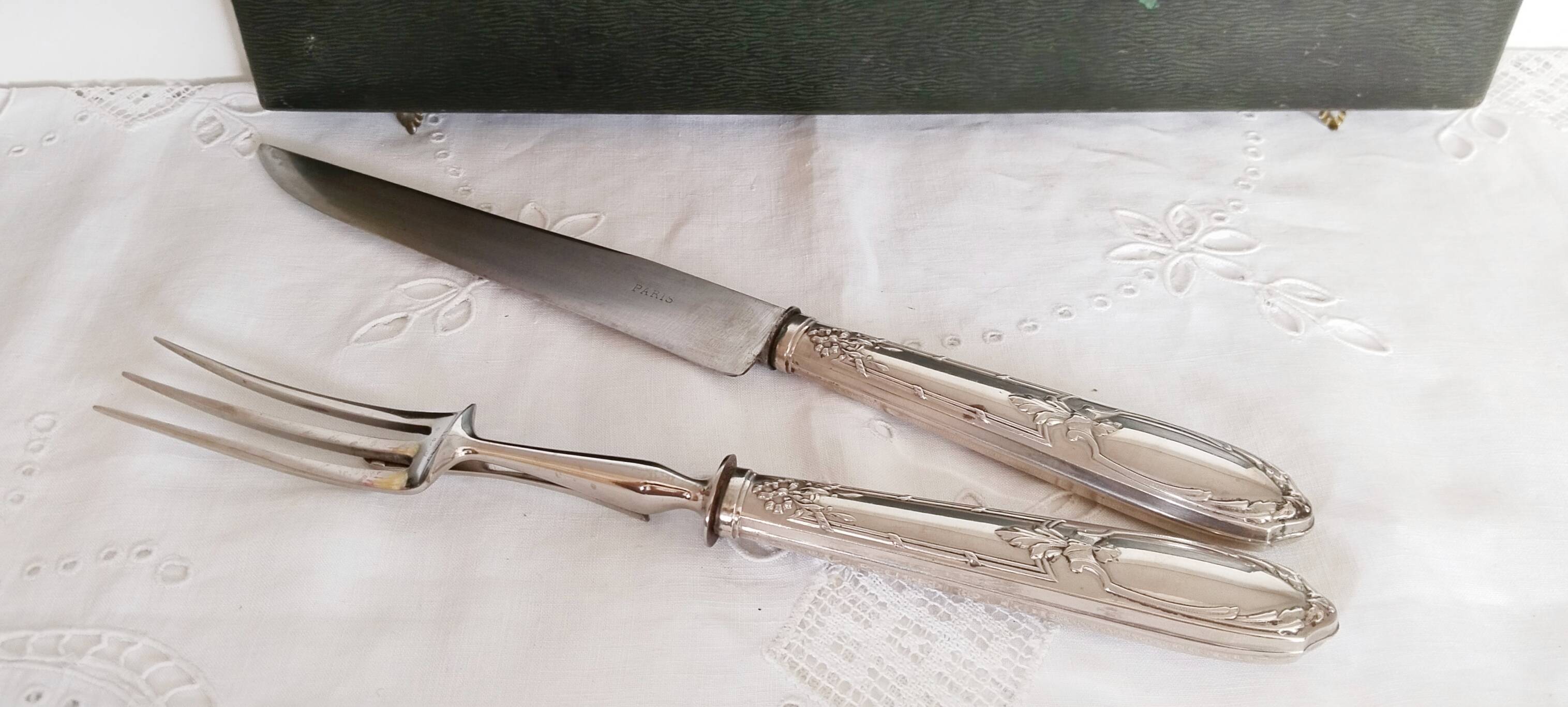 Service à découper le gigot en argent , XIX ème
