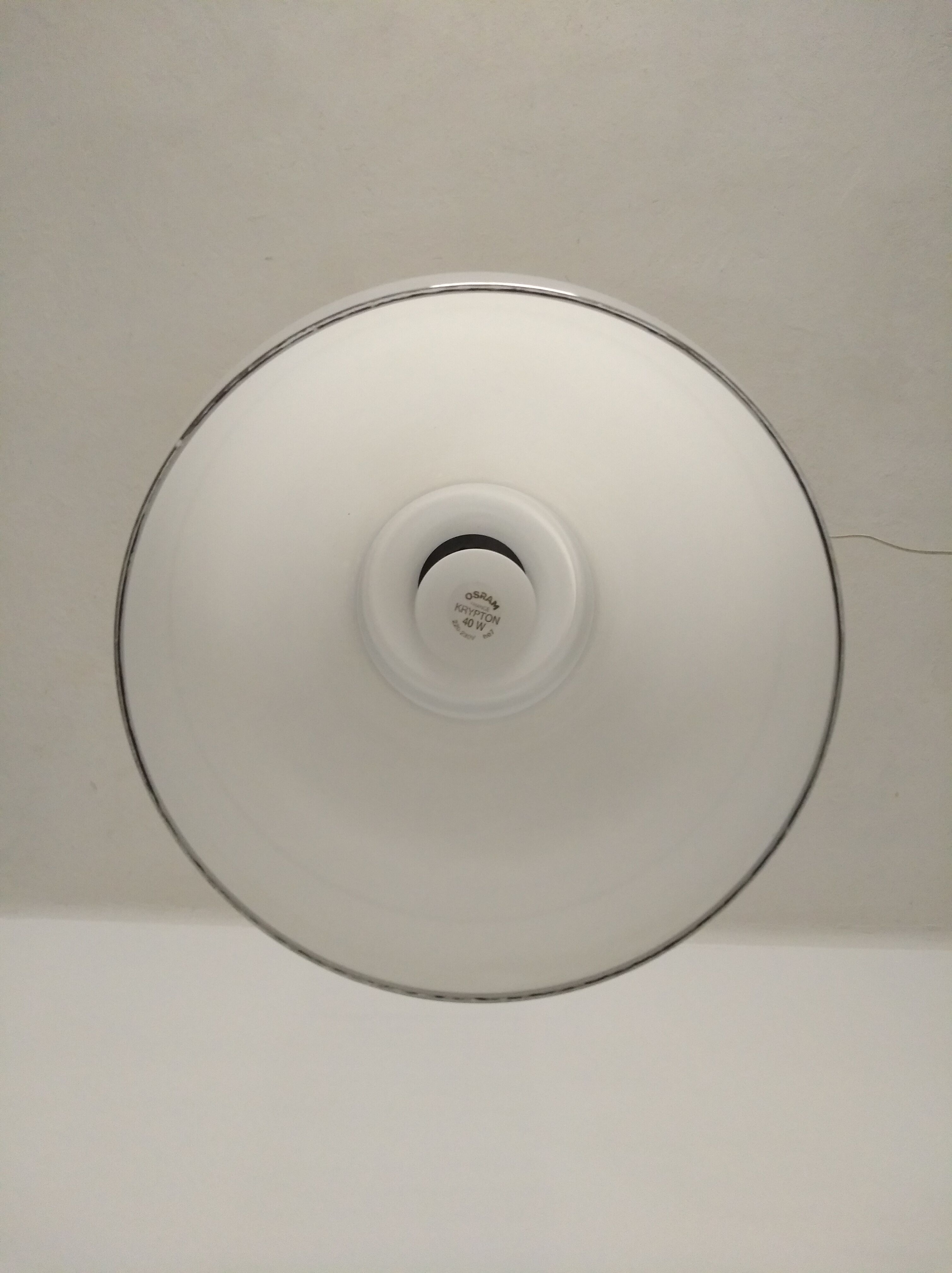 Hanging lamp of the 70s in white opaline