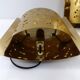 Pair of brutalist wall lights Boréns model 6477 in perforated brass – Sweden