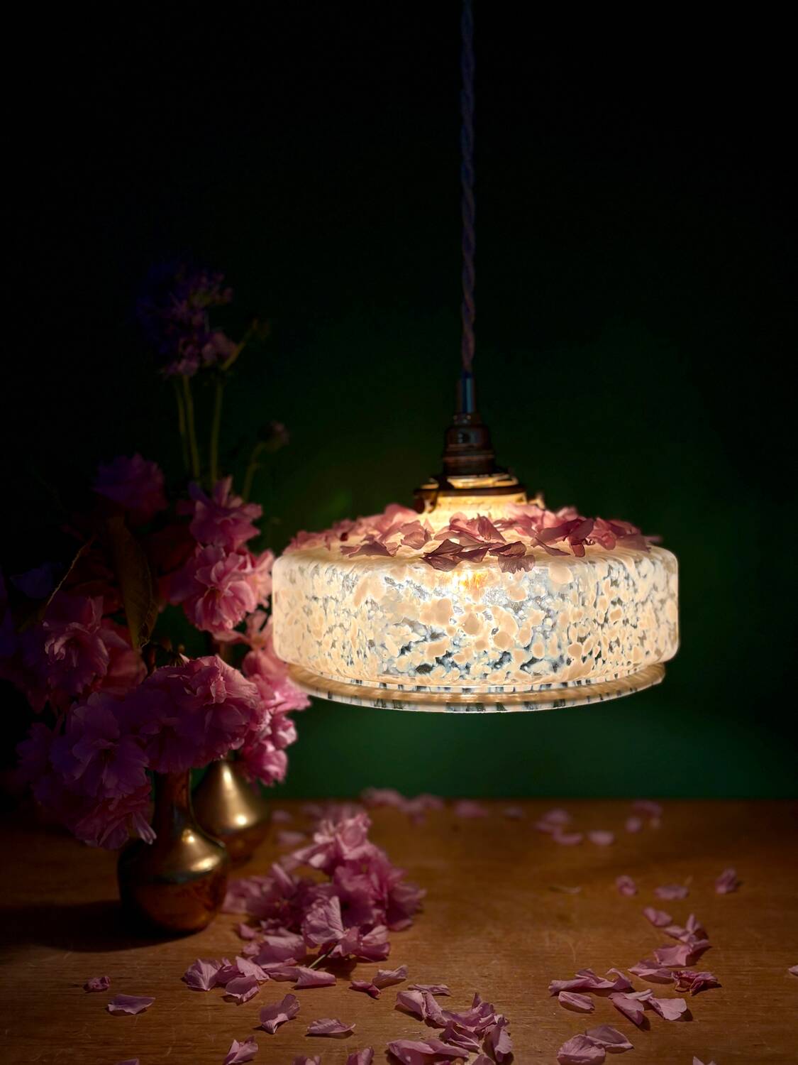 Vintage glass pendant light in yellow from Clichy