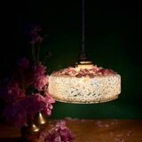 Vintage glass pendant light in yellow from Clichy