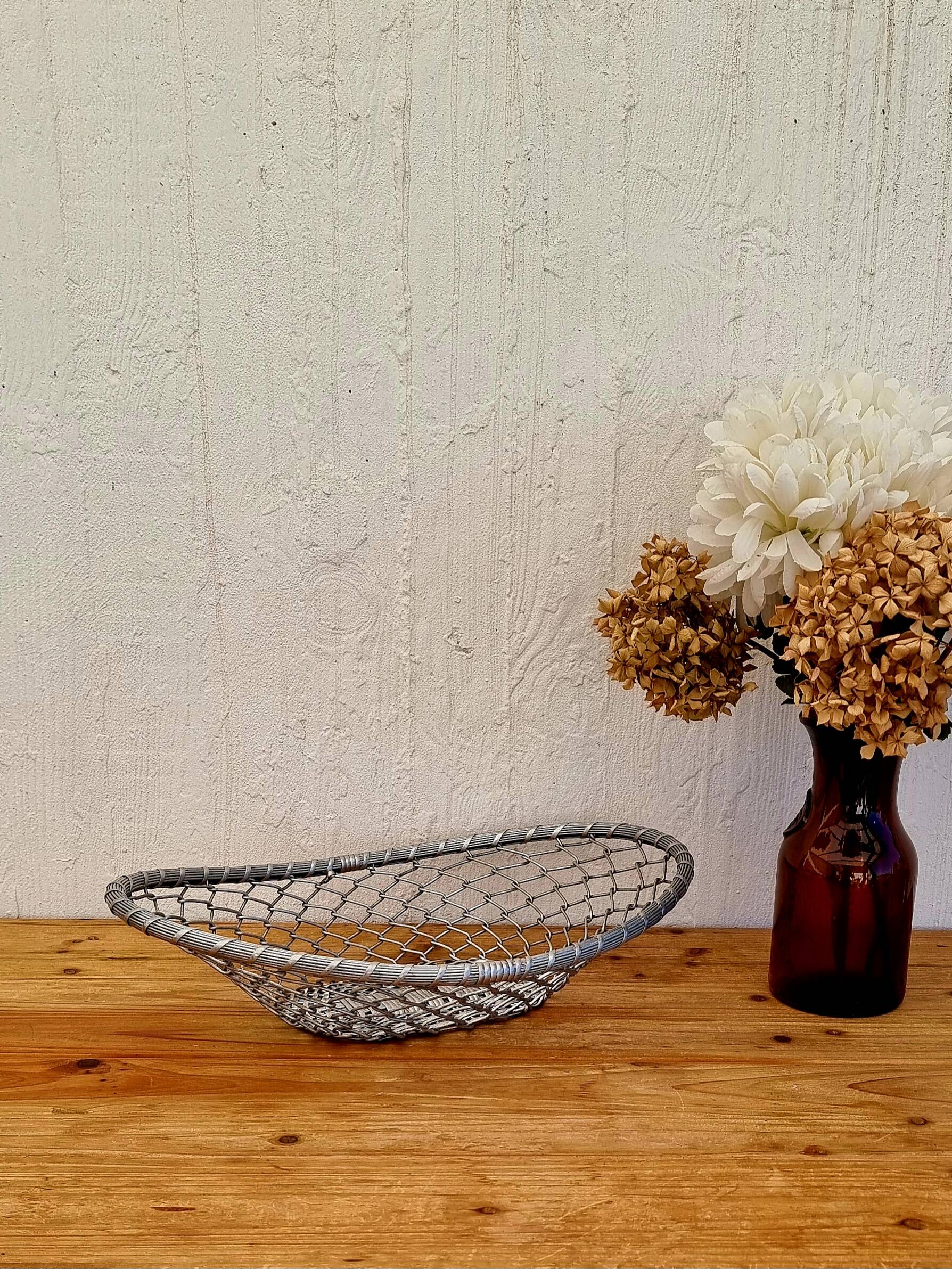 Large vintage metal fruit basket