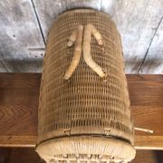 Old basket transport trunk rattan cage puppies kittens animals vintage