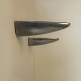 Pair of vintage wall lights, cast aluminum, France, 1980