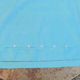 Large pillowcase, cotton linen, emerald blue tinted, border with openings, old